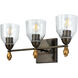 Fun Finial 3 Light 22 inch Dark Bronze Vanity Light Wall Light